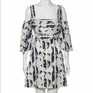 Alexis white and blue cutout dress